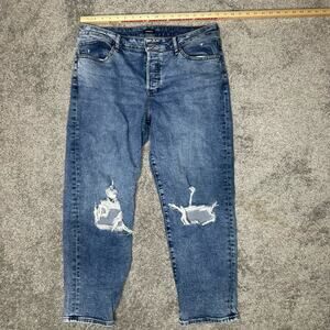 Express Women's Jeans Size 14R Boyfriend MidRise Distressed button Fly